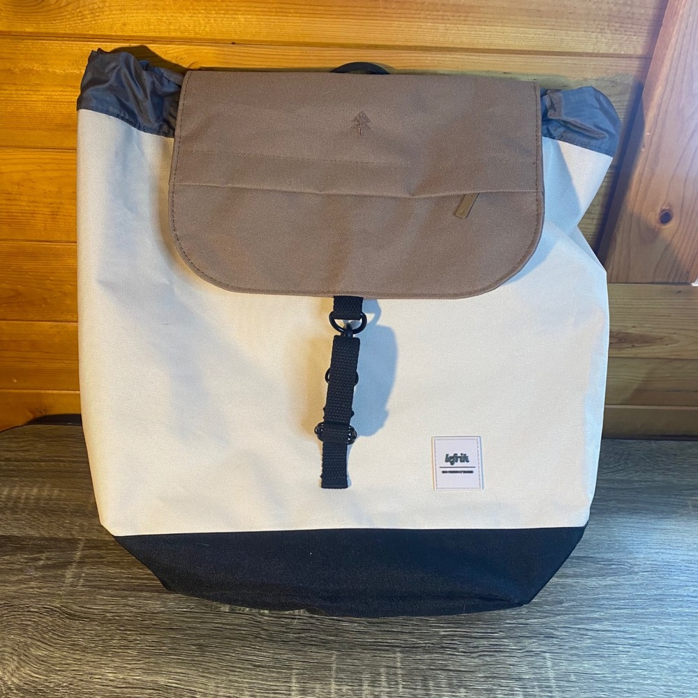 Lefrik Scout Backpack Recycled‎ Eco Friendly Cream Black Brown Laptop Bag